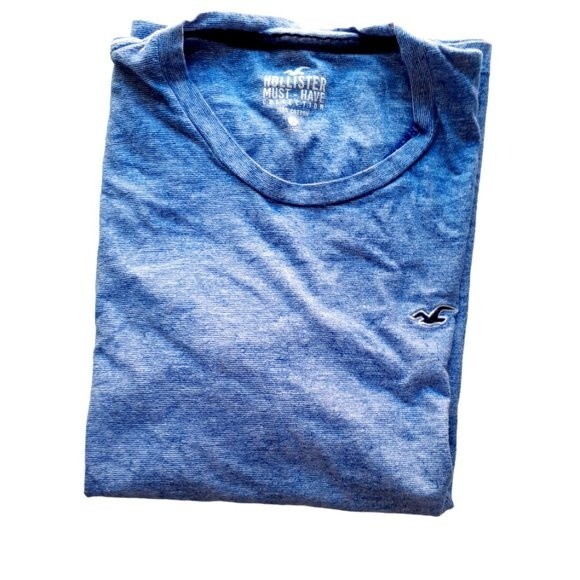 Hollister Men's ShortSleeve Logo Icon Crew Must Have Collection Heather BlueTee - Picture 1 of 7